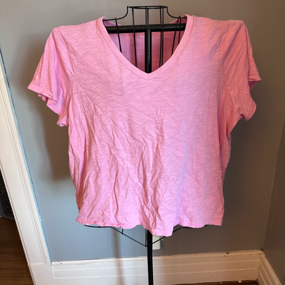 Pink V-Neck Women's Top